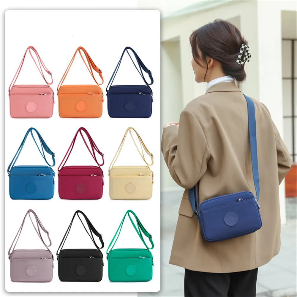 Waterproof Oxford Messenger Bag Female Casual Light Shoulder Bag Female Summer Candy Color Multi Layer Crossbody Bags for Woman