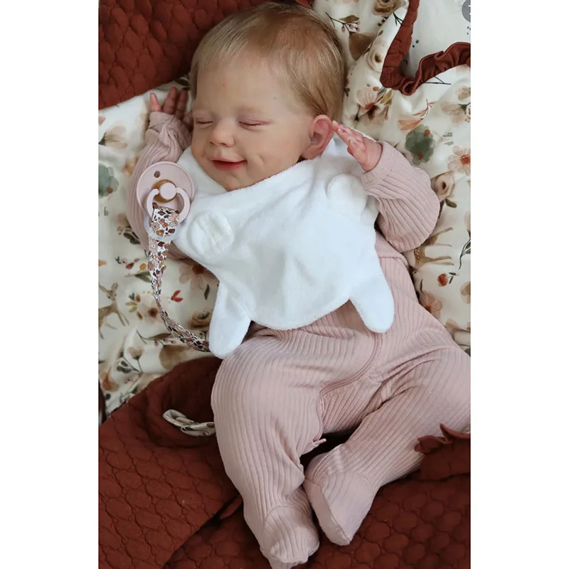 49CM Full Body Silicone Reborn Doll Sleeping April Smile Baby Hand Made High Quality Doll Lifelike Real Baby Collectible ArtDoll