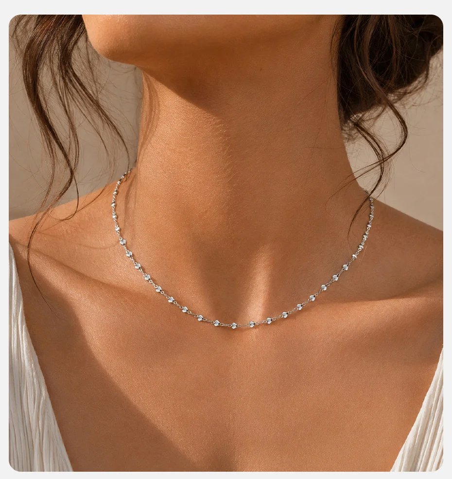 Vnox Minimalistische Herz-Gliederkette Trendige Edelstahl-Halskette für Party und Alltag – Detail 2