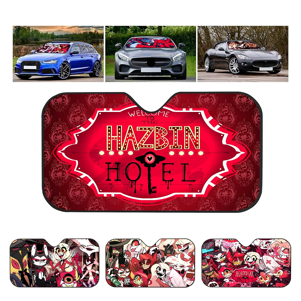 

HazbinS H-Hotels Anmie Car Windshield Funny Sun Shade Foldable UV Ray Sun Visor Protector Sunshade For Front Window