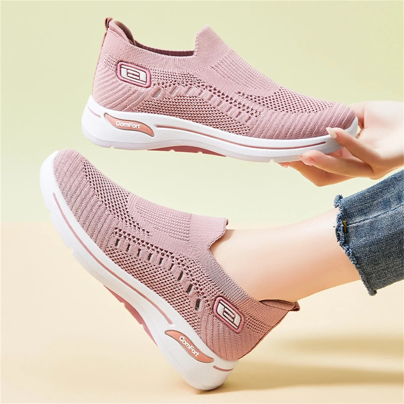 Sneakers for Women Pink Casual Sports Shoes Running Flats Breathable Outdoor Light Weight Walking Sneakers Fashion