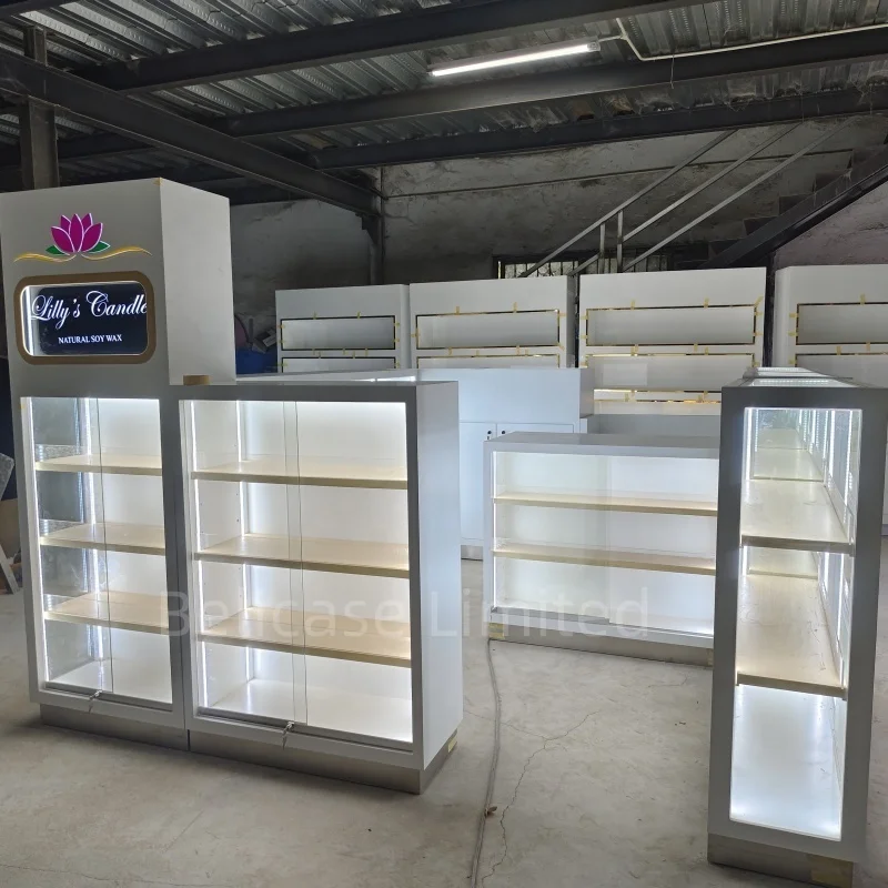 Personalizado Flower Display Cabinet com Luz LED, Quiosque De Vidro, Candle showcase, Retail Store, Alta Qualidade