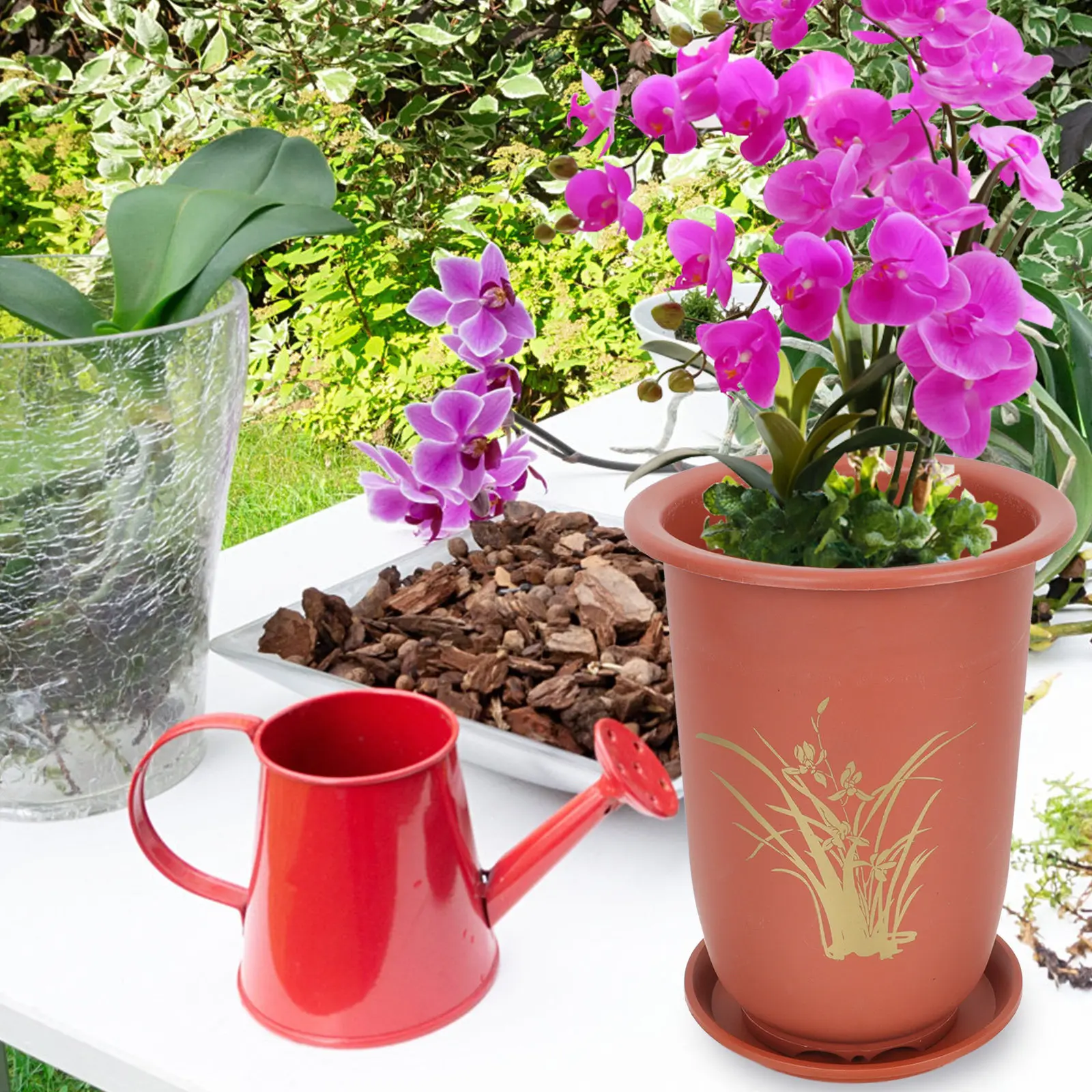 

2 комплекта пластиковых горшков для орхидей, имитирующих керамику Цзыша, дышащие кашпо для цветов, для дома, улицы, сада, питомника