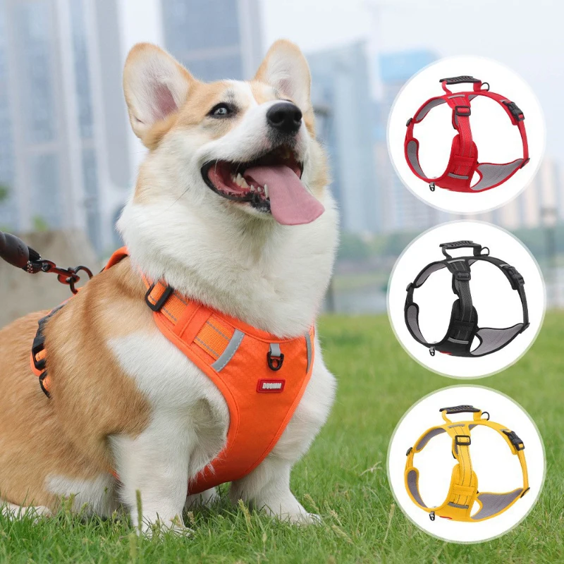 

Soft Mesh Dog Harness and Leash Set NoChock Step-in Reflective Breathable Lightweight Easy Walk Vest Harnesses with Safety Bucle