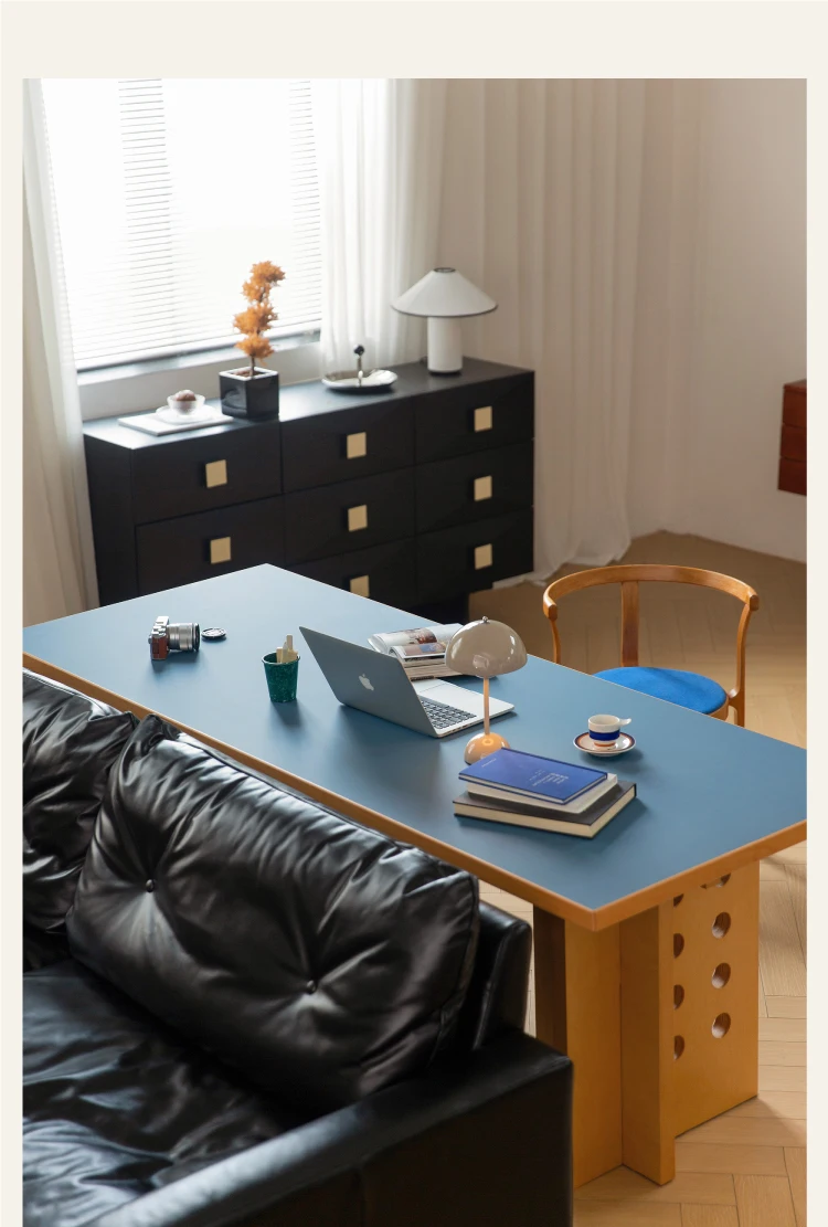 Cross table, color matching Nordic retro desk, home study computer desk