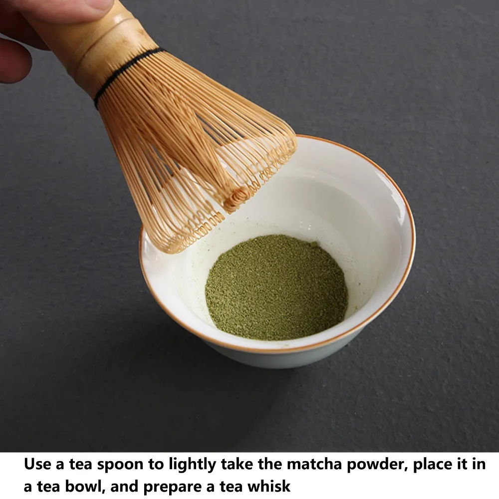 80 Prongs Matcha Whisk Pale Yellow Color Traditional Craftsmanship Matcha Brush Natural Bamboo Material Japanese Style