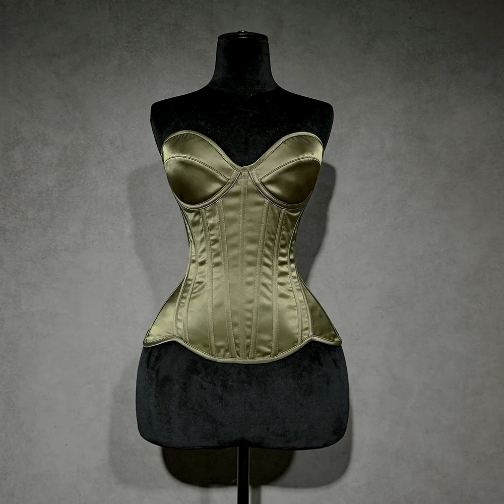 

Women Fancy Corset Bustier Overbust With Cups Lace Up Steel Bone Lace Up Bodice Strapless Slimming Tube Tops Wedding Party Stage