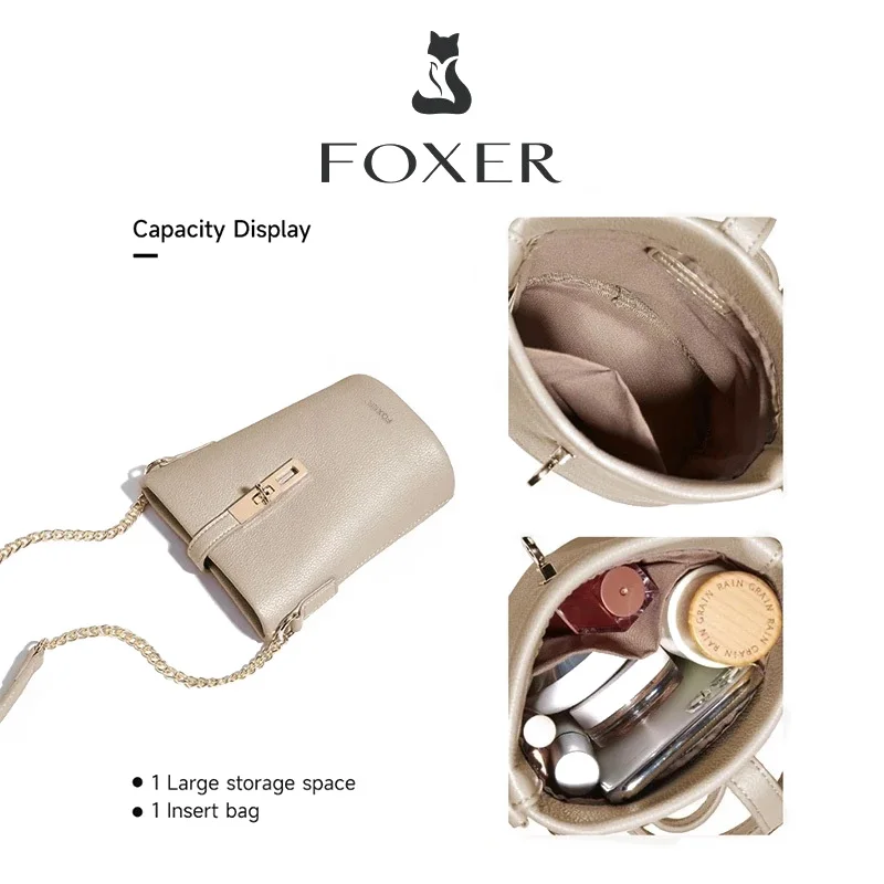 FOXER Chic Women's Shoulder Bag PU Leather Fashion Phone Bag Simple Lightweight Girl Travel Bag Small Crossbody Bag Purse image 4