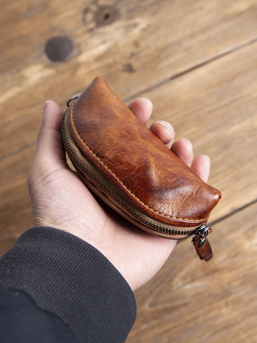 high-end-retro-genuine-leather-car-key-holder-multi-functional-coin-purse-top-layer-vegetable-tanned-cowhide-universal-walnut