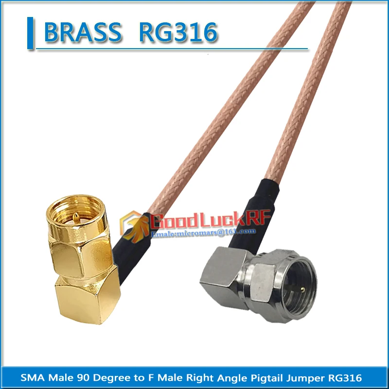 

TV F Male Right Angle 90 Degree to SMA Male Right Angle 90 Degree Plug Pigtail Jumper RG316 extend Cable Coaxial 50 ohm Low Loss