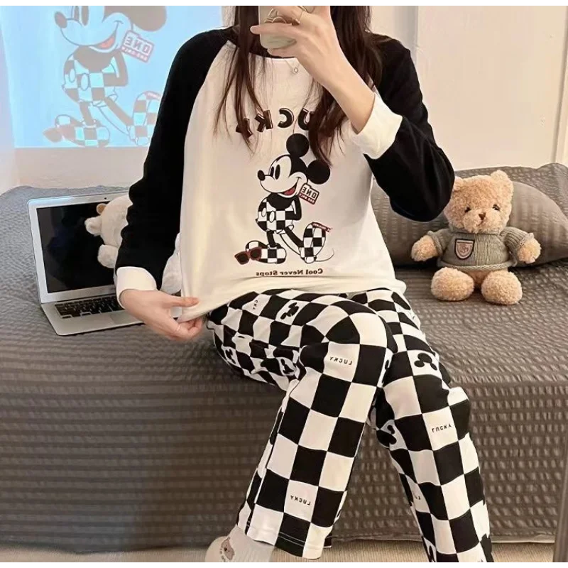 Disney Mickey autumn new pajamas women\'s long-sleeved cartoon cute loose and fresh winter animation loungewear suit