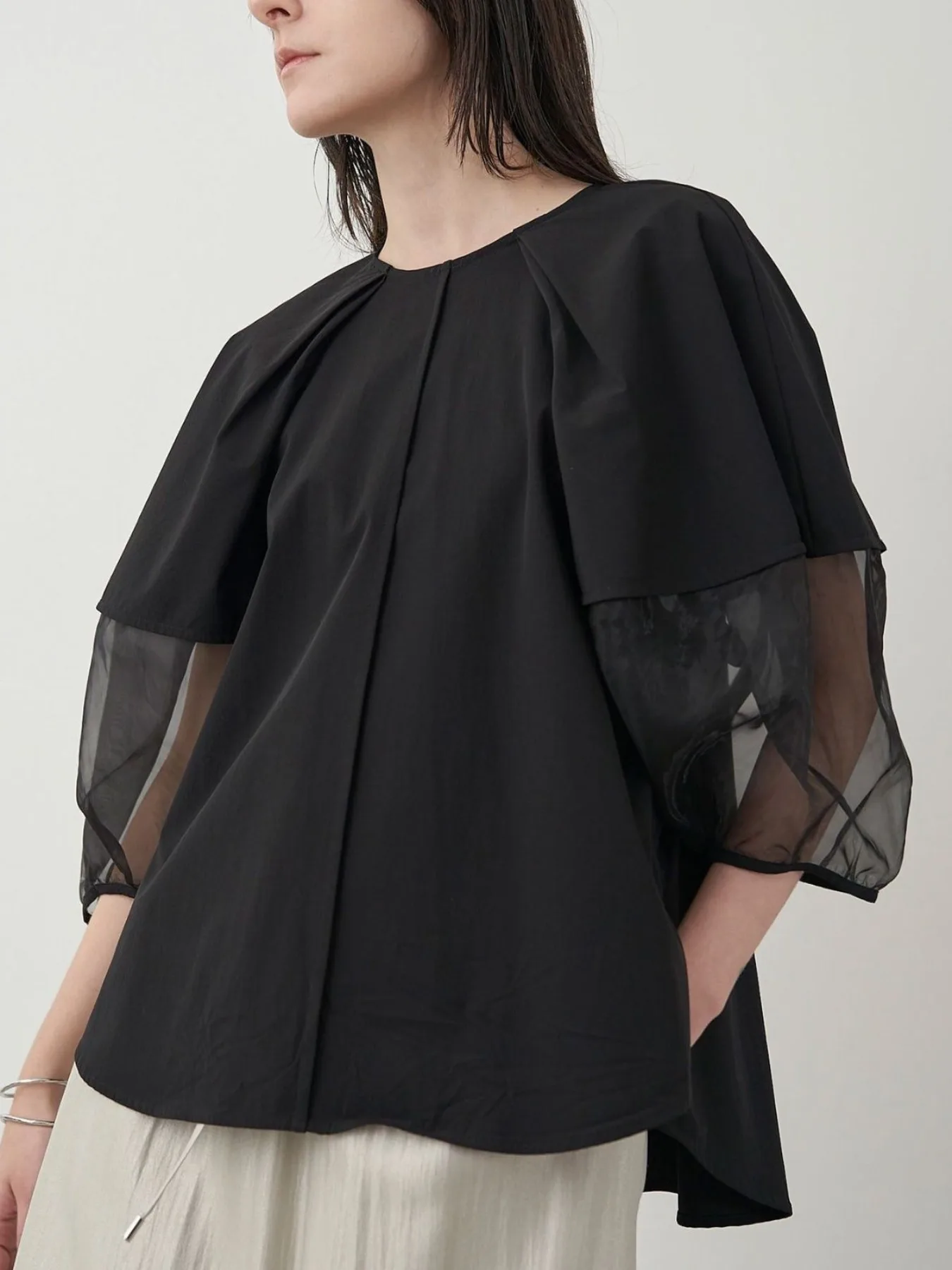 

Японский Sle Lantern Sve Hollow out Splicing irt Женский летний дизайн Sensibili Простой свободный топ Faionable Commute ...