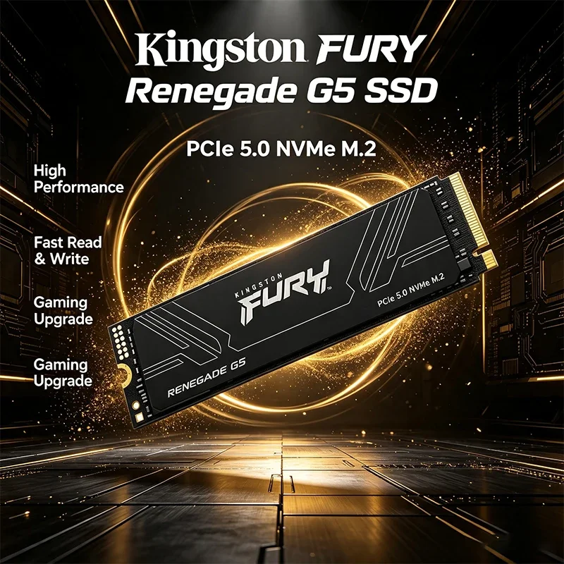 SSD Kingston Renegade G5 PCIe 5.0 NVMe 1TB/2TB/4TB M.2 2280 com até 14.800MB/s, unidade de estado sólido de alto desempenho para jogos.