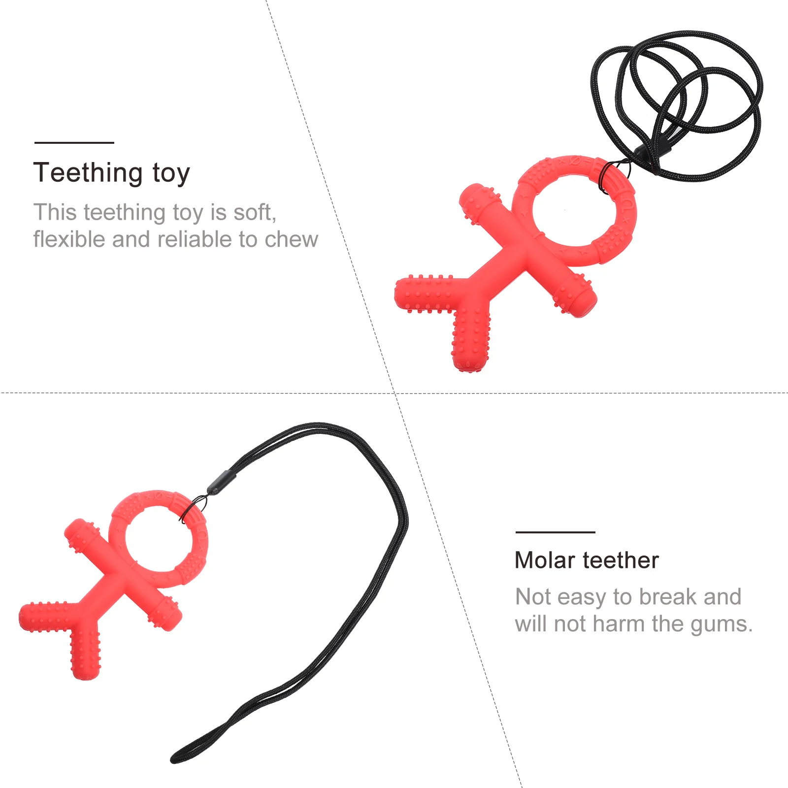 

Anti-Drop Teether Soft Flexible Reliable Chewable Parts Ear Arms Body Head Different Softness Touching Infant Teething