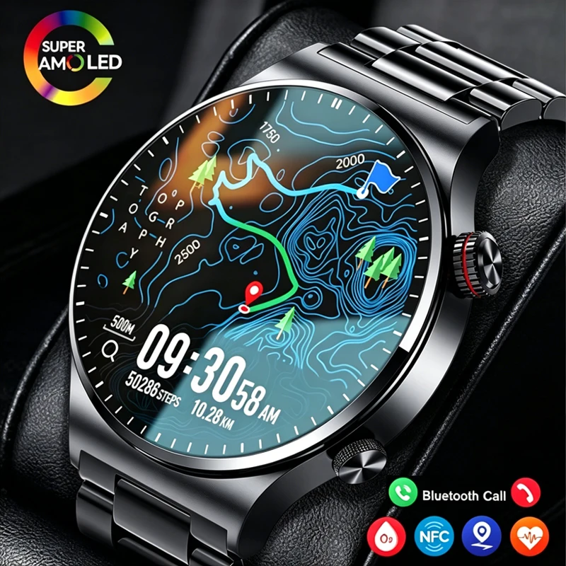 

2026 New Bluetooth Call Smart Watch Men NFC Full Screen Blood Pressure ECG Health Monitor GPS Waterproof Outdoor Smartwatch