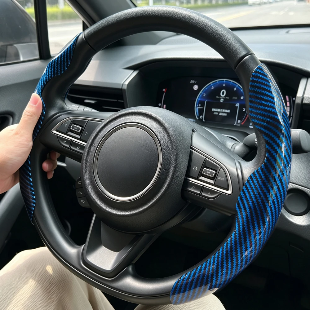 1Pair Gloss Carbon Fiber Car Steering Wheel Cover Interior Accessories For Suzuki Jimny Swift Vitara S-Cross Baleno Ignis Fronx