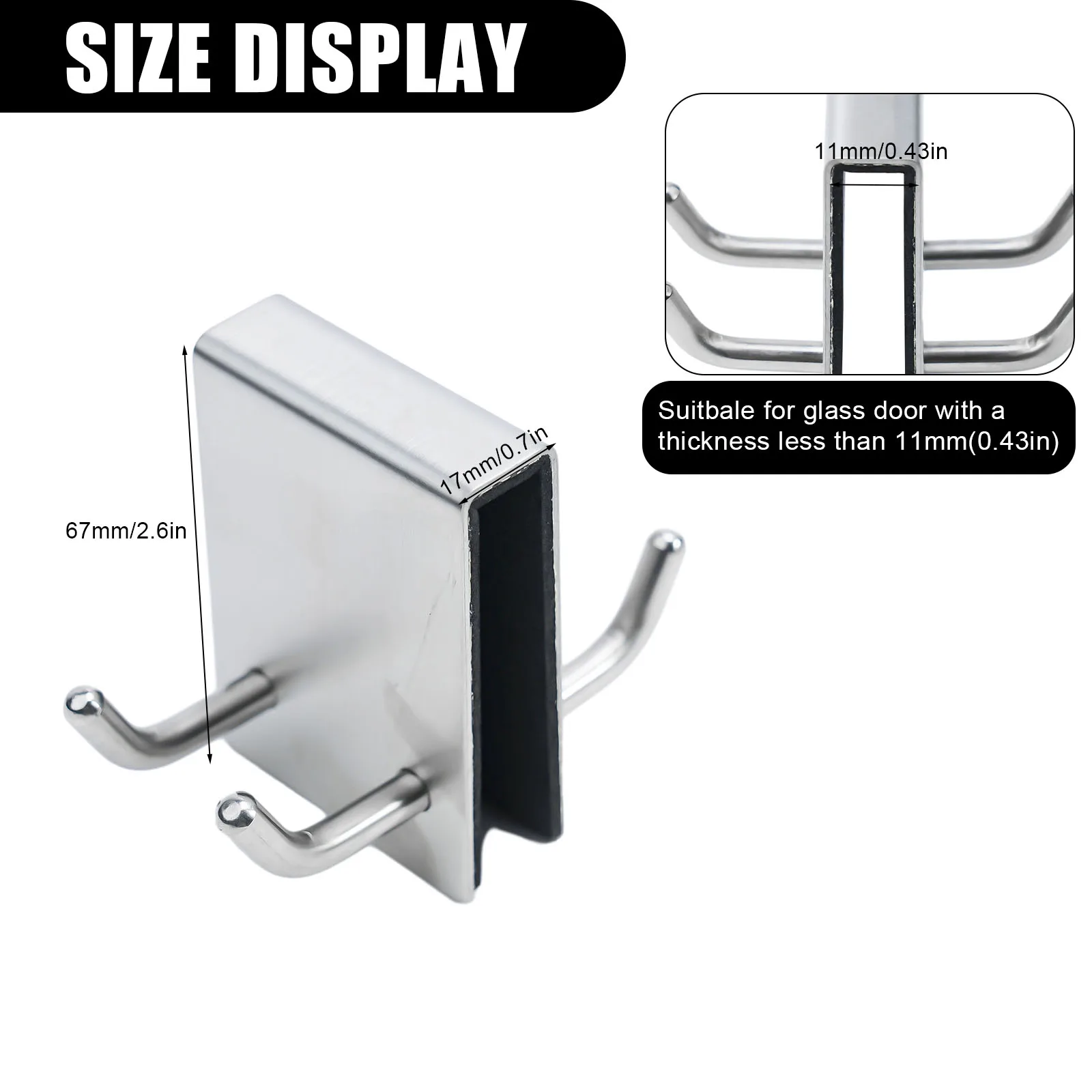 

Towel Hooks Shower Hook Without Drilling 1pc 304 Stainless Steel Back Hanging Holder Metal For Bathroom Brand New