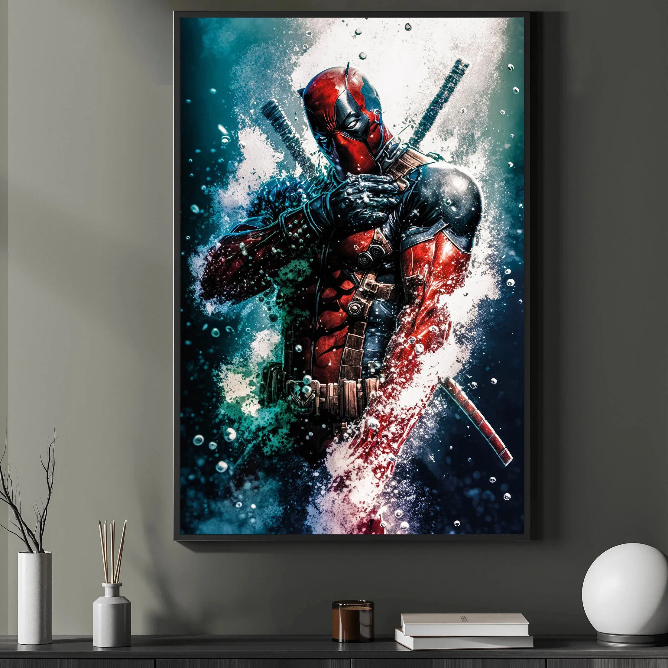 

Disney Deadpool Watercolor Painting Print Superhero Wall Art Decor Deadpool Poster Canvas Painting Print Art Poster Home Decor