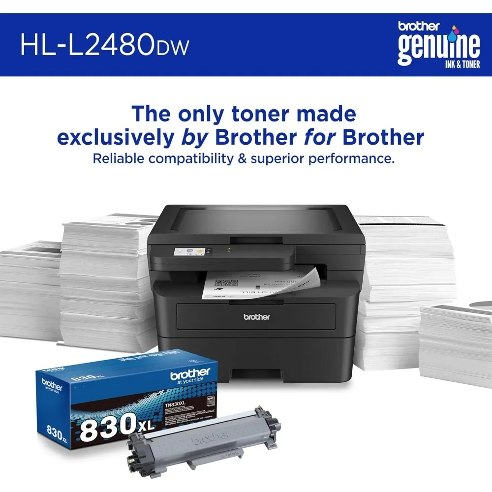 HL-L2480DW Wireless Compact Monochrome Multi-Function Laser Printer with Copy and Scan, Duplex, Mobile