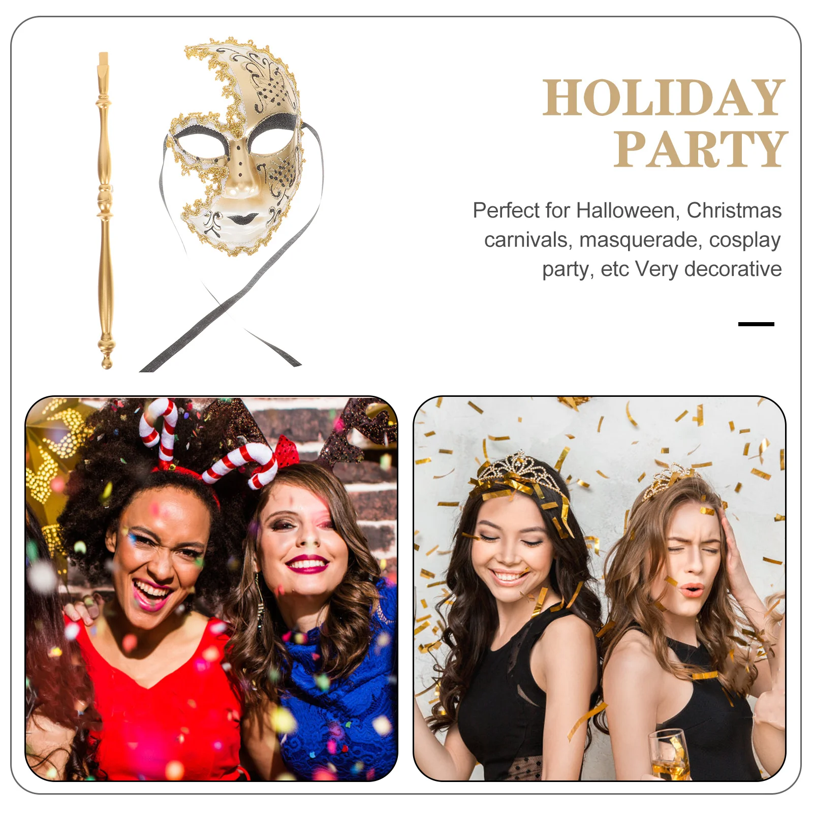 

Half Face Mask Plastic Masquerade Party Decor Birthday nament Stick Venetian Role Play Stage Performance Women Men