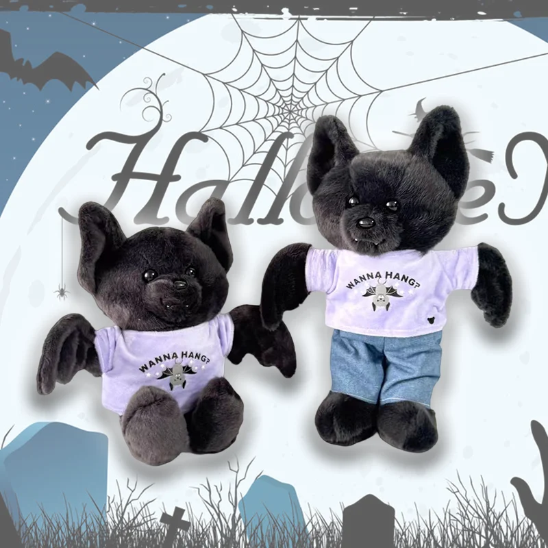 Ours en peluche chauve-souris Posable, jouet doux, animaux de compagnie mignons, poupée, cadeaux d'anniversaire, d'halloween et de noël, nouvelle collection 2025