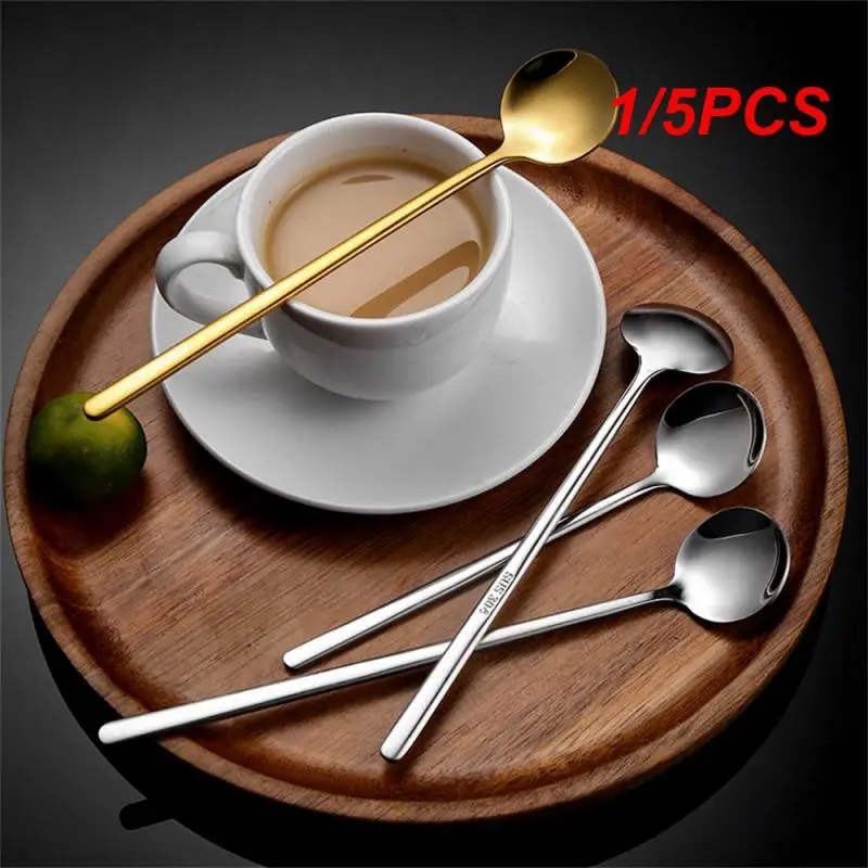 1/5PCS Stainless Steel Spoon Elegant Design High Aesthetic Value Functional Increasing Demand Of Long Handle Spoon Elegant