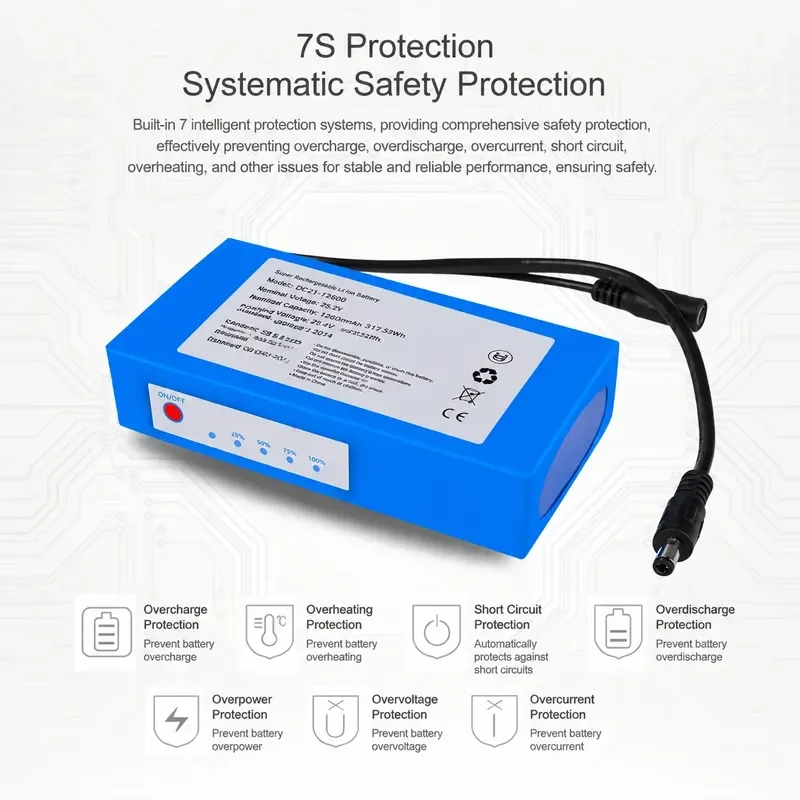 12V Lithium Battery Pack for Outdoor Mobile Speaker Car Washing Machine Solar Monitoring System Large Capacity Power Supply