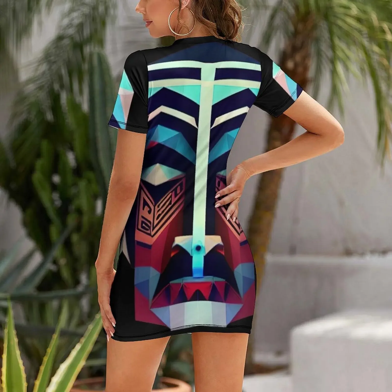 Maori Face Art Deco Short-Sleeved Dress Women dresses summer dress for women summer Prom gown luxury dress