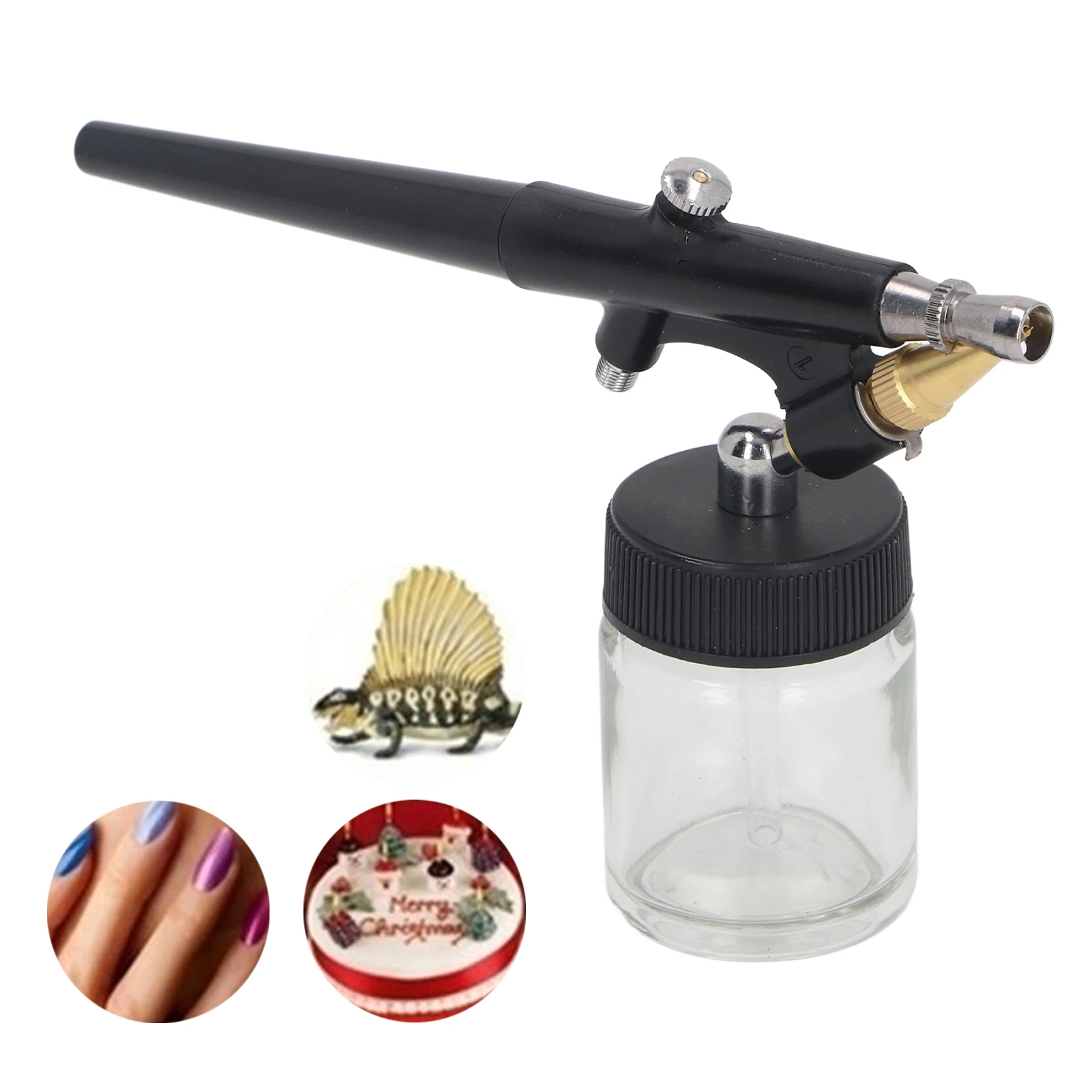 Cordless Airbrush Kit Portable Mini for Nails Model Painting Cake Decorating Single Action Lower Pot Spray Dia 0.8mm