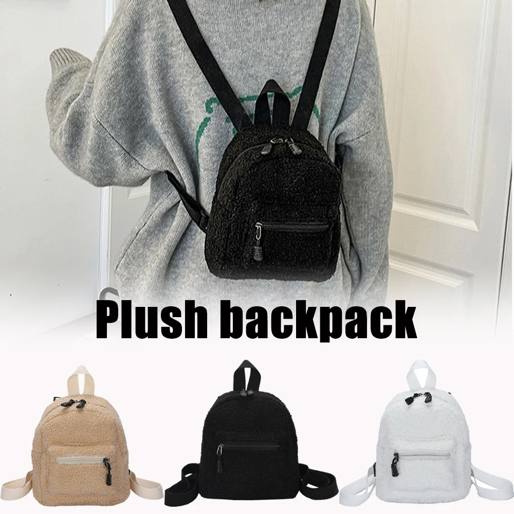 

Winter Cozy Plush Backpack Mini Cute Backpack for Girls Women Small Student Backpack Fashion School Bag for Shopping Soft