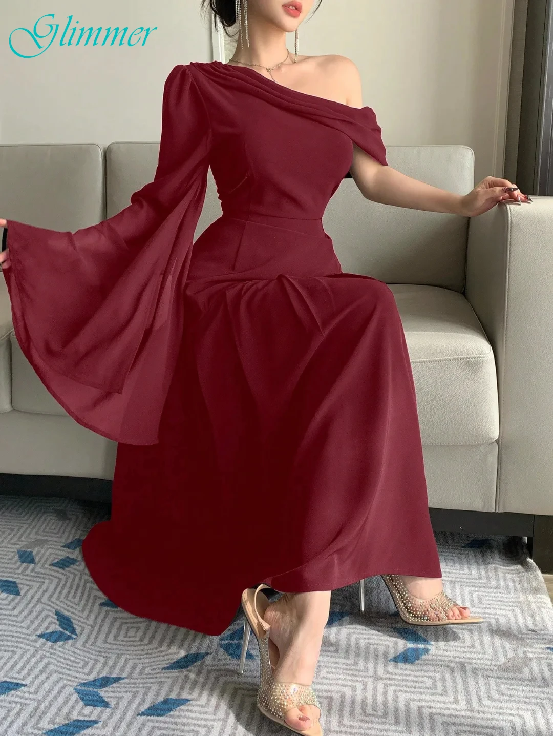 

Customized A-Line One Shoulder Elegant Formal Evening Dress Fashion High Quality Bespoke Occasion Gowns Temperament Party Dress