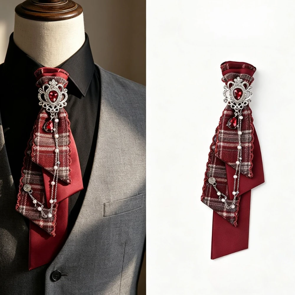 

College Style Fabric Bow Tie for Women and Men Vintage Rhinestone JK Shirt Necktie Students Fashion Elegant Jewelry Accessory