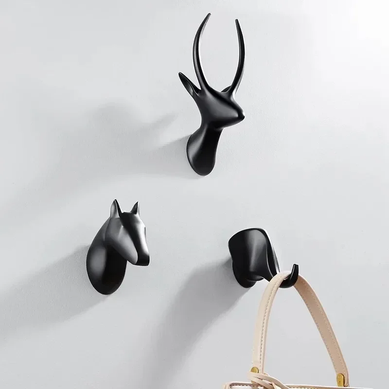 Creative Hook Zinc-alloy Black/Gold Beast Head Single Hook Set Towel Hook Coat Hanger Hooks Bathroom Decor Show Style Robe Hooks