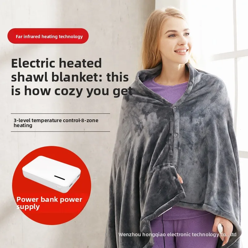 Manta de franela con calefacción USB, 150 x 80 cm, forro polar gris de doble cara, ideal como cojín para el regazo, cálido y perfecta para usar en la oficina o en casa.