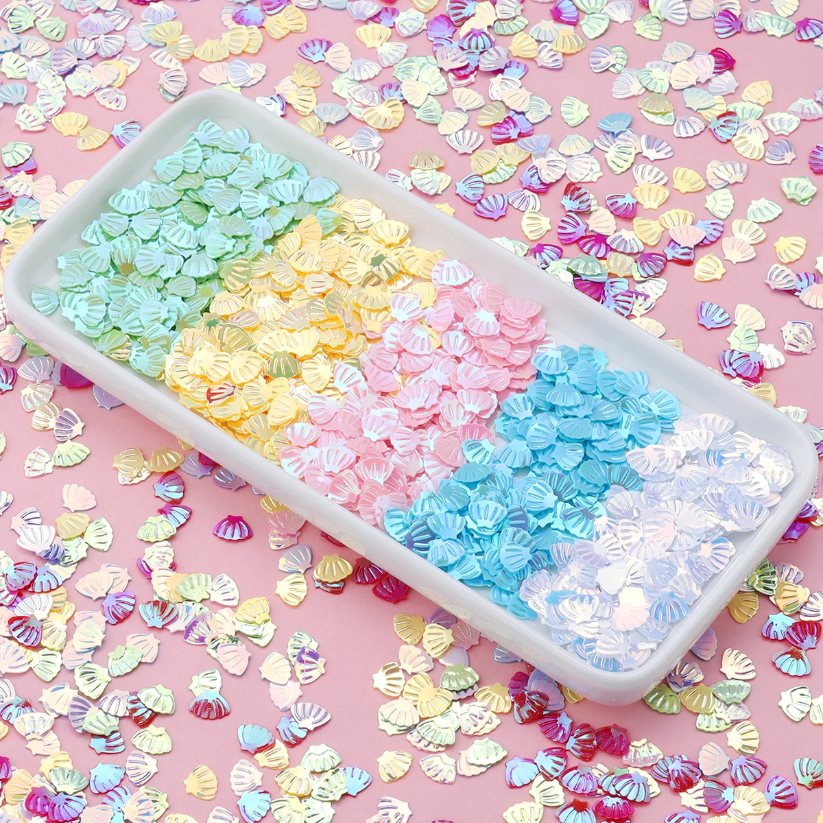 Muschel-Pailletten, 8 x 6 mm, PVC, lose Pailletten, Glitzer-Pailletten für Nagelkunst, Maniküre, Nähen, Hochzeitsdekoration, Konfetti, Lentejuelas, 30 g – Detail 2