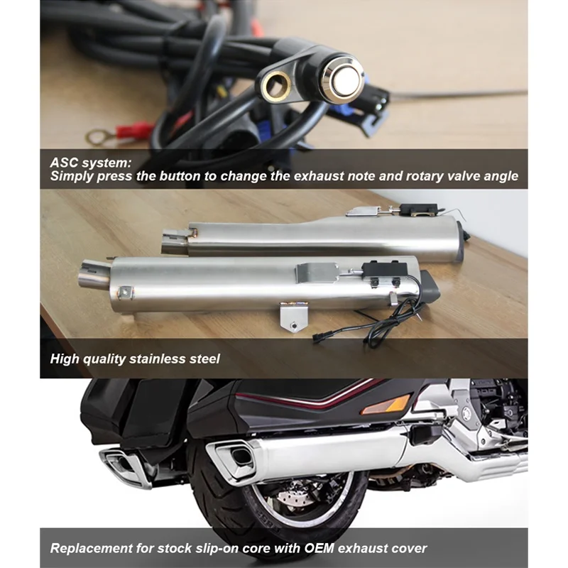 18-Later Gold Wing Motorcycle Performance Slip-On System Adjustable Electronic Valve Exhaust Pipe Steel Sport Fit GL1800