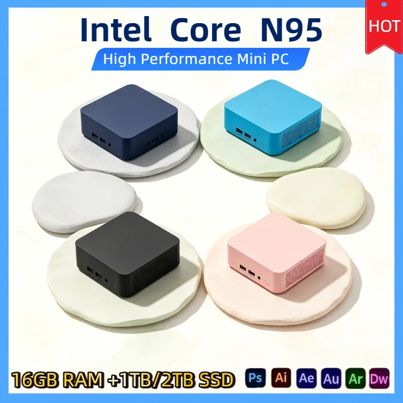 Mini PC Intel Core  N95 16GB RAM 1TB 2TB SSD M.2 WiFi 6 BT5.2 Low Power NVMe Desktop Computer Pro Unit Dual HDMI Ports