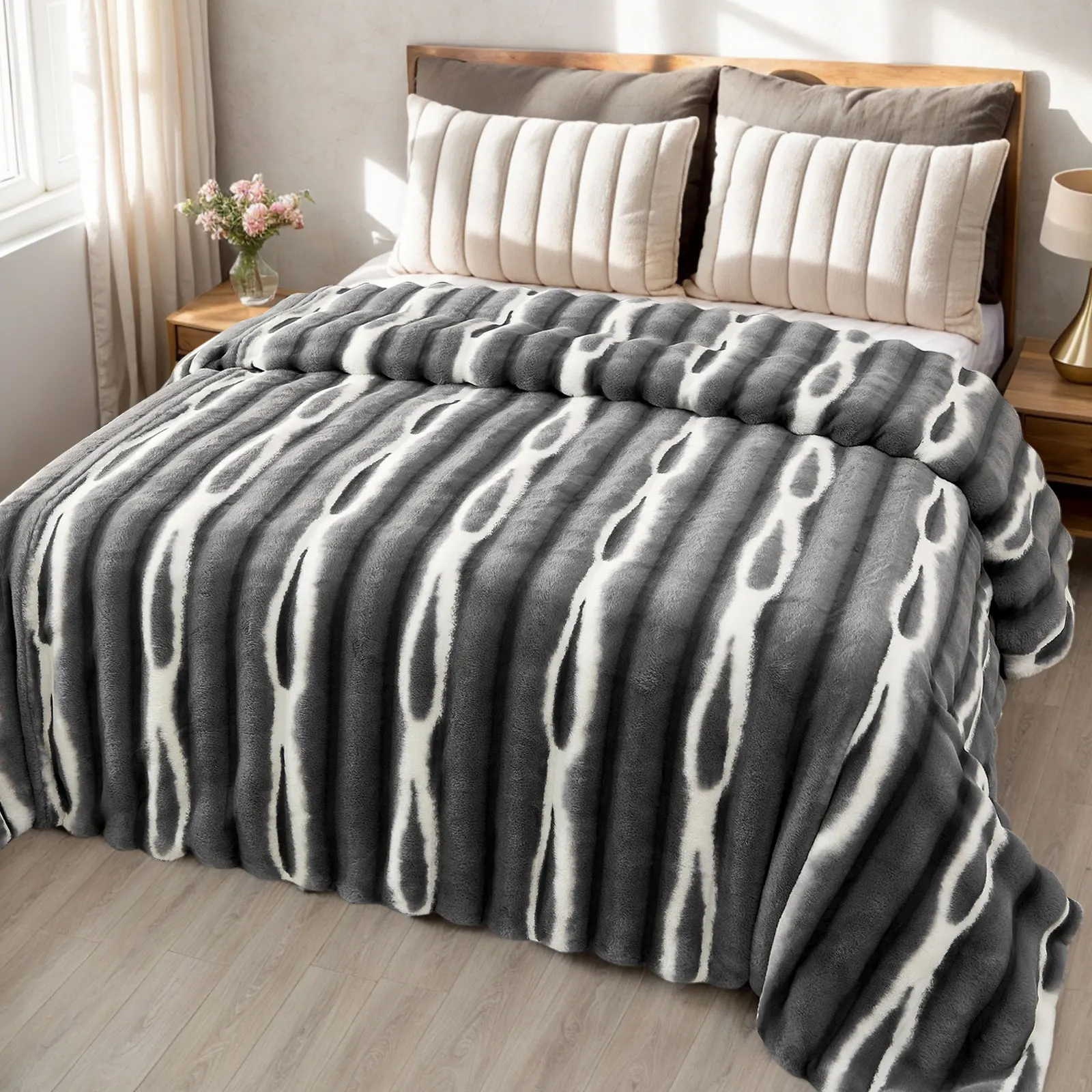 Double Layers Faux Fur Blankets For Beds Soft Warm Mink Throw Luxury Super Heavy Warm Blankets Imitated Fox Fur Throw Blankets