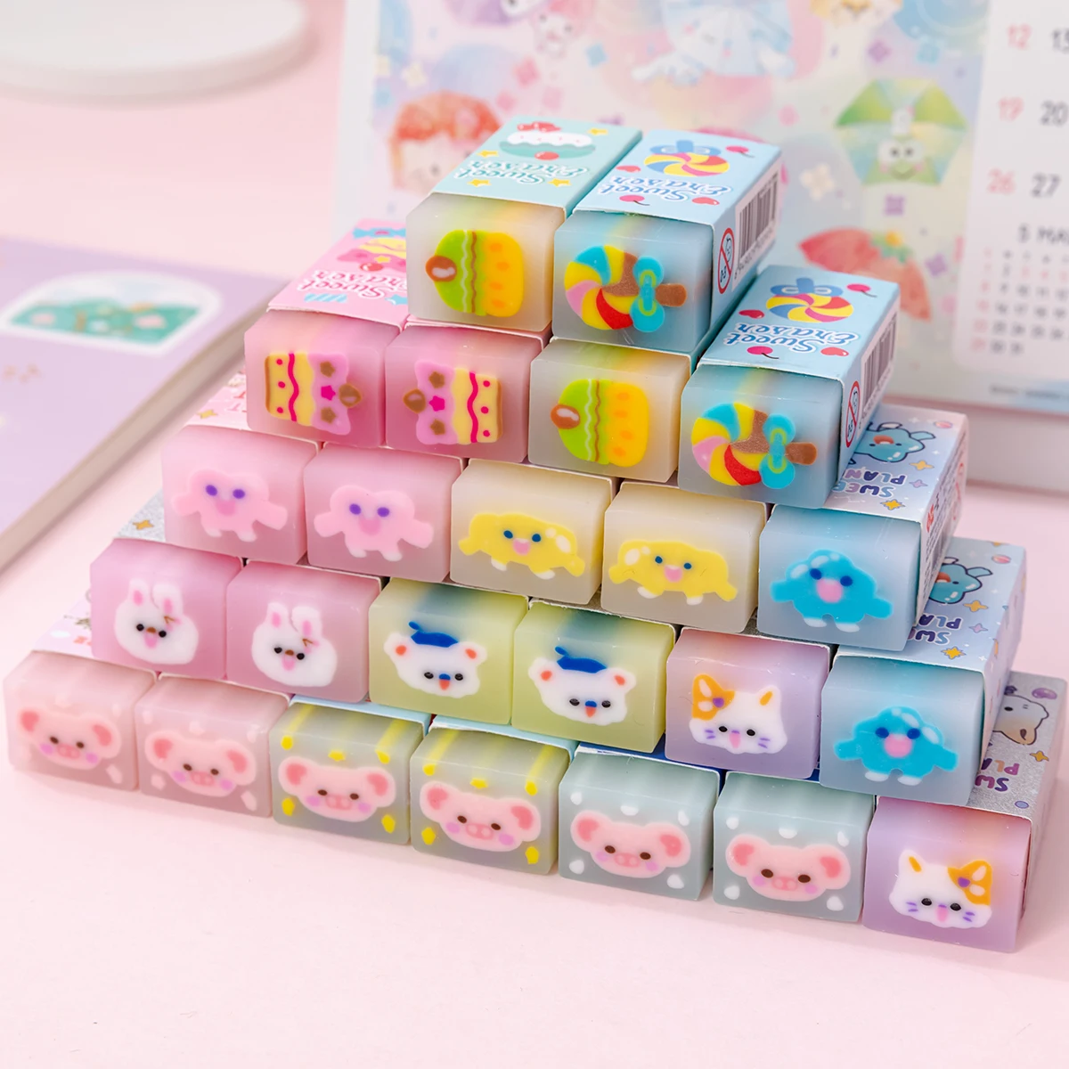 Cartoon Cute Sandwich Eraser Clean Kindergarten Gift Students Stationery Cutable Fruit Cherry Eraser Without Crumb