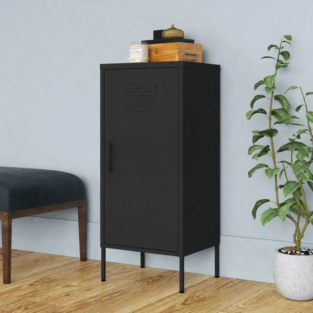 Black Steel Storage Cabinet 42.5x35x101.5 cm - Durable and Stylish Organizer for Home or Office