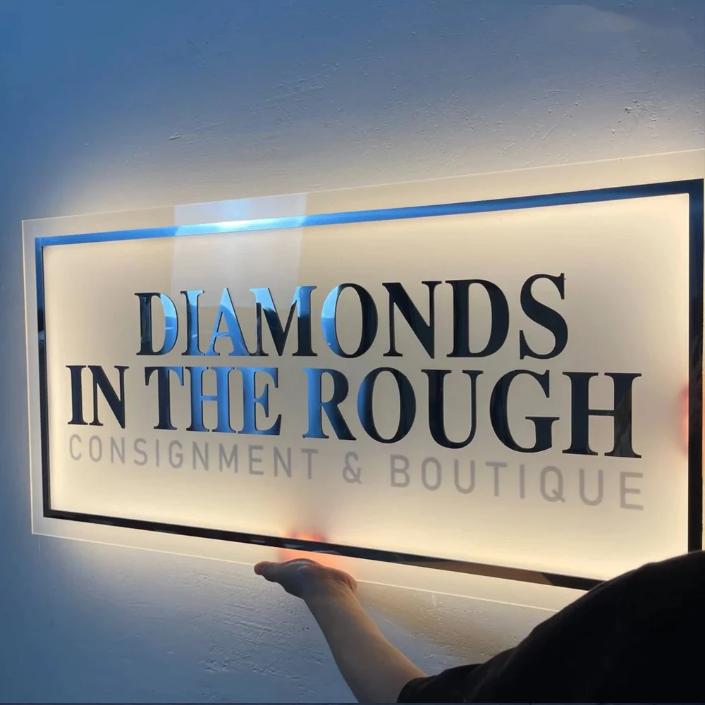 

Custom Logo Neon Signs Business Personalized Floating Acrylic Business Sign Metal Acrylic LED Backlit Illuminated Decor Signs