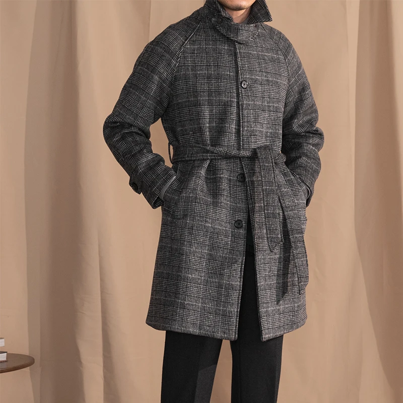 

Mr. Deer Three Winter Gentleman 70% Wool Prince Ge Balmacon Warm Grey Mid-length Coat Jacket