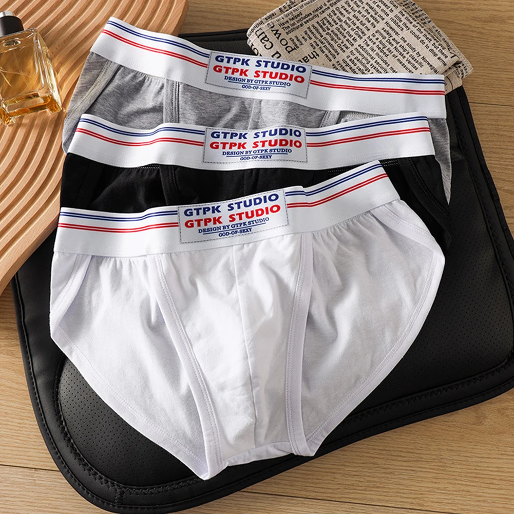 

Men Cotton Low Waist Sexy Lingerie High Fork Breathable Seamless Briefs U Convex Pouch Men's Panties Brazilian Underwear Panties