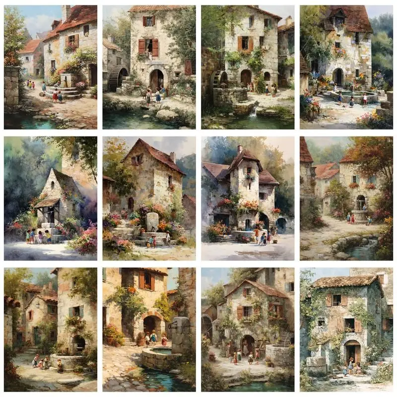 

CHENISTORY Pictures By Number House Scenery Kits Home Decor Painting By Number Drawing On Canvas HandPainted Art Gift