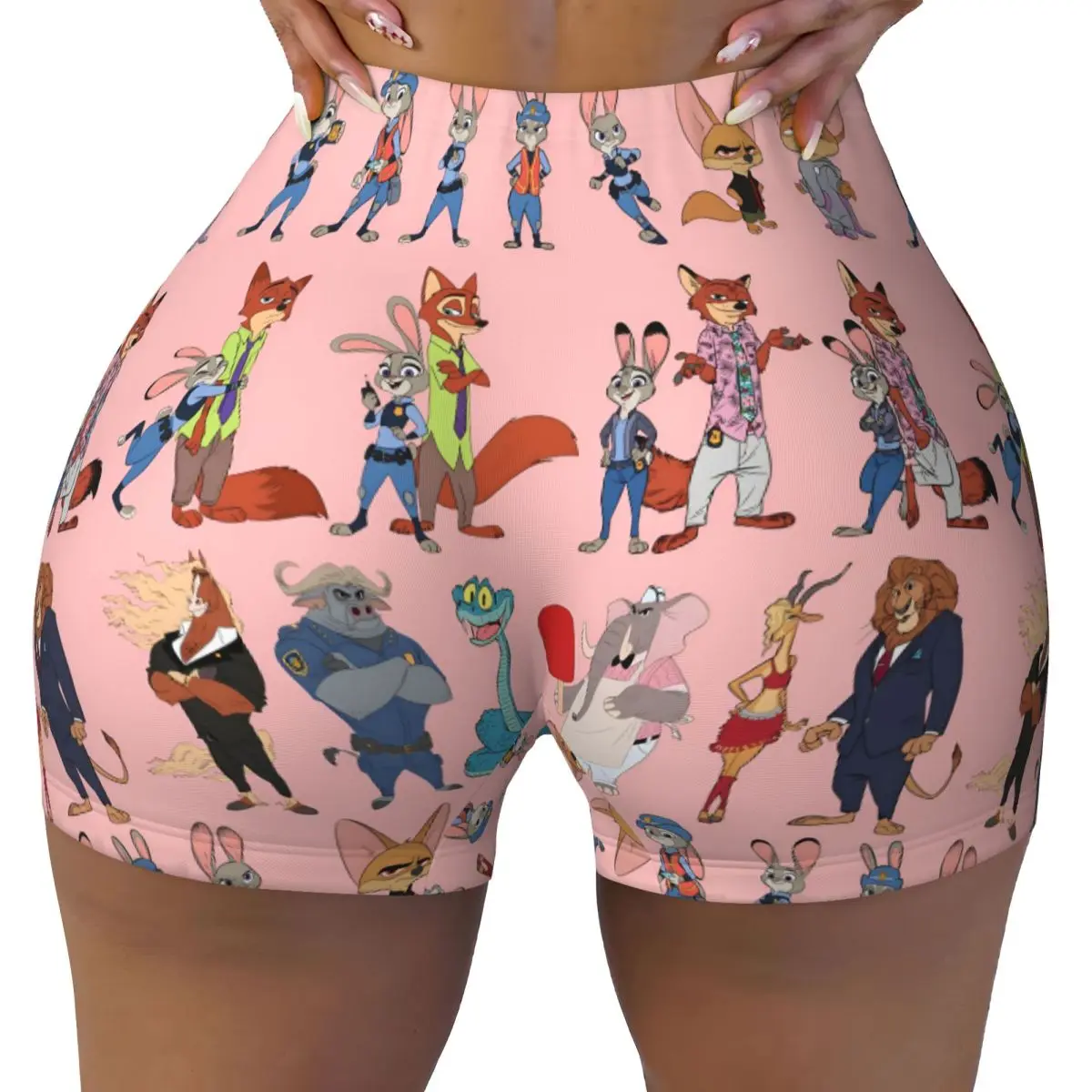 

Шорты для фитнеса и йоги женские Custom Zootopia Judy Nick Comic, для зала, волейбола, велоспорта