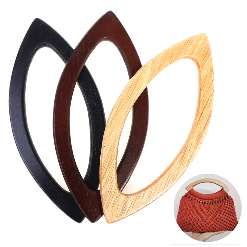 1PCS 20x8.7cm Solid Wood Handles For Sewing Crochet Bags 3Colors Bag Purse Tree Wood Bag Handle