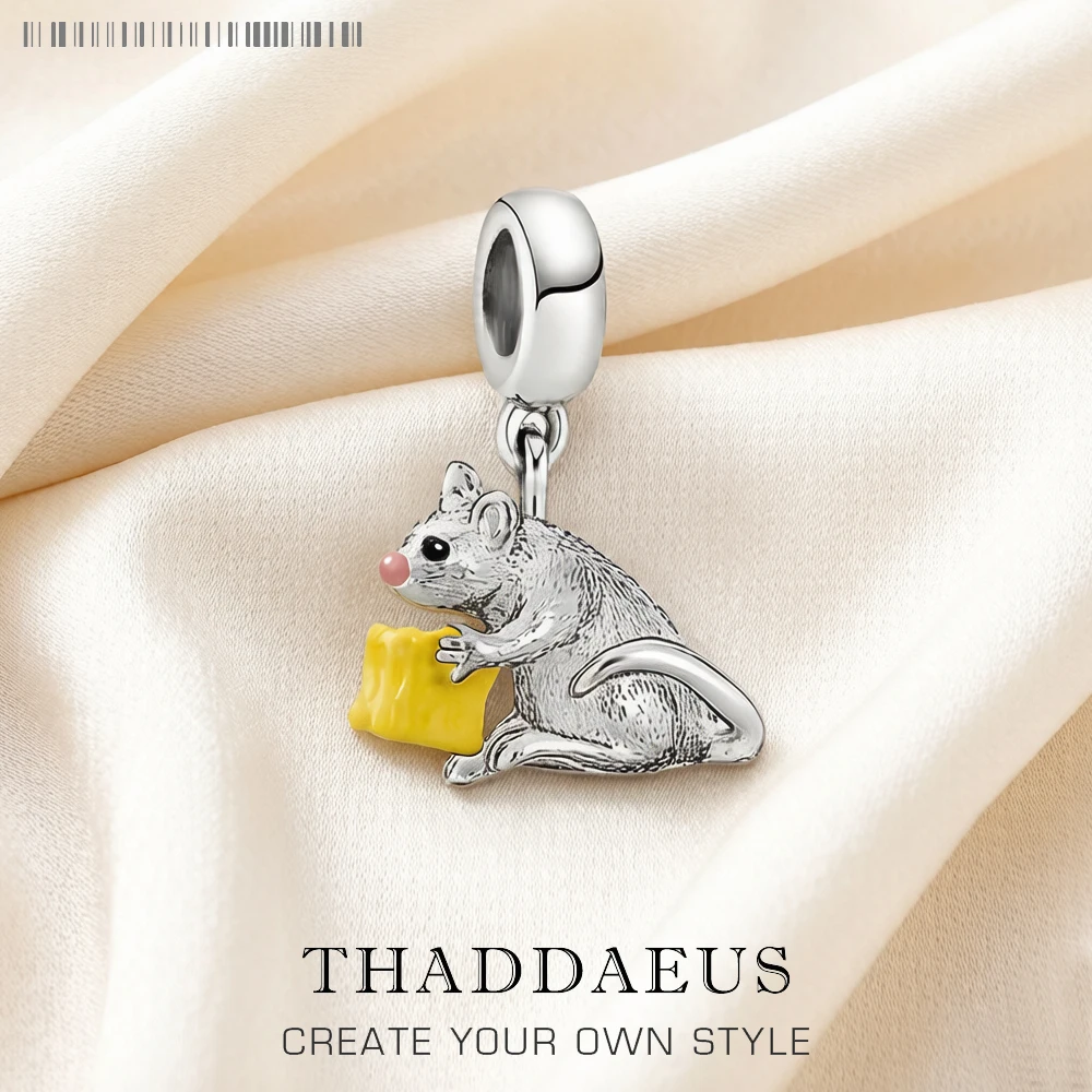 Mouse & Cheese Charms Pendant Fit Europe Bransoletka, europejski styl 925 Sterling Silver Cute Fashion Jewelry Club dla kobiet i mężczyzn