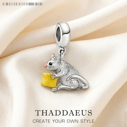 Mouse & Cheese Charms Pendant Fit Europe Bracelet, European Style 925 Sterling Silver Cute Fashion Jewelry Club for Women & Men