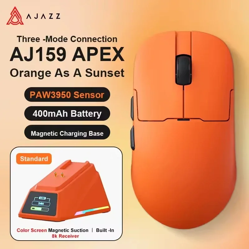 AJAZZ AJ159 APEX PRO Wireless Gaming Mouse Rechargeable PAW3950 30K DPI RGB Magnetic Charging Base for PC E‑Sports Gamer Gifts