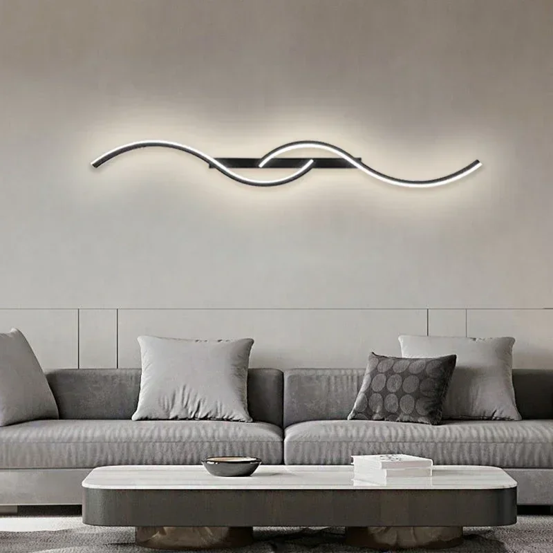 Long LED Wall Lamp 100/120CM long Strip Wall Sconce For Living Room Bedroom Bedside Bar Home Decor Remote Control Led Lustre